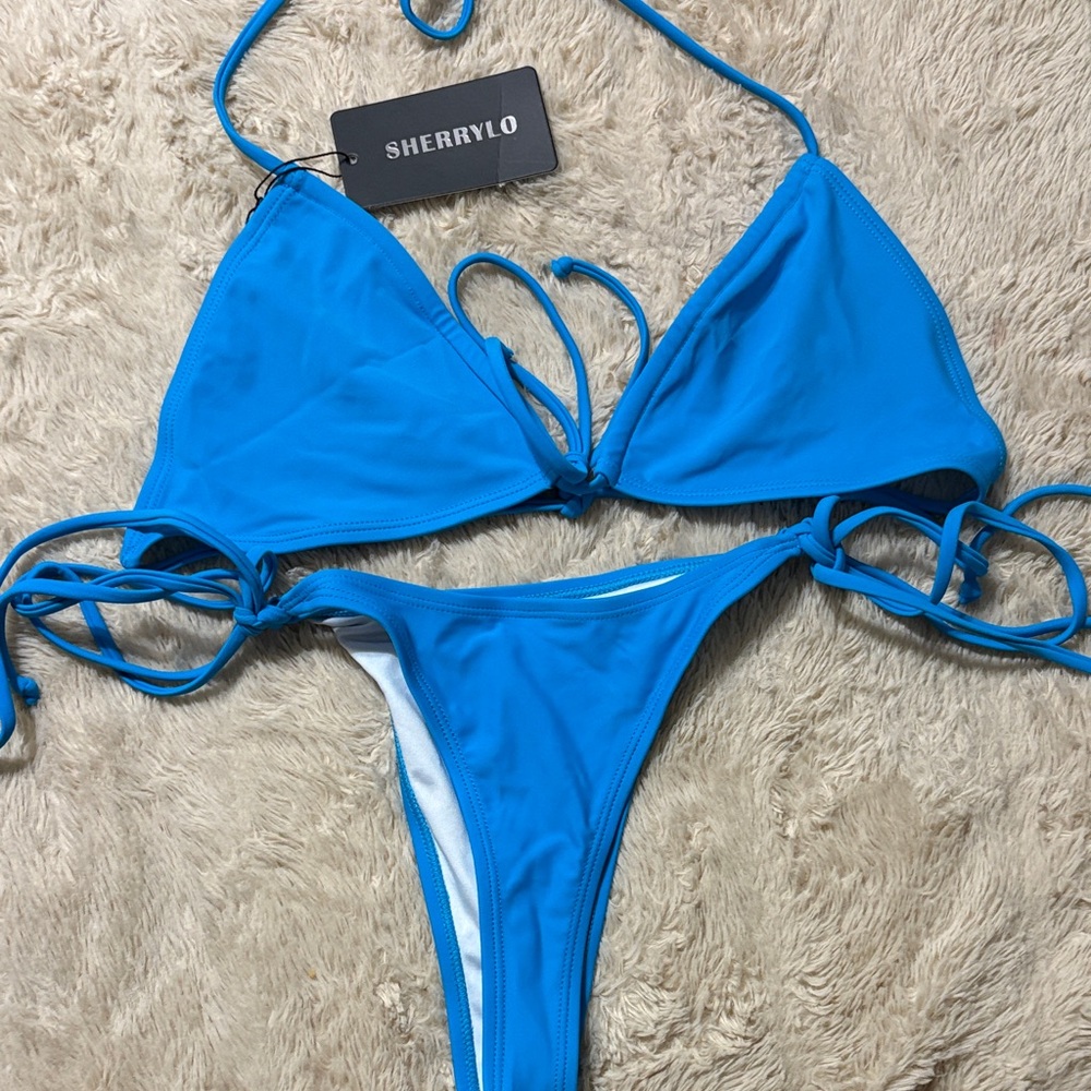 Sherrylo Electric Blue Triangle Tie Bikini
